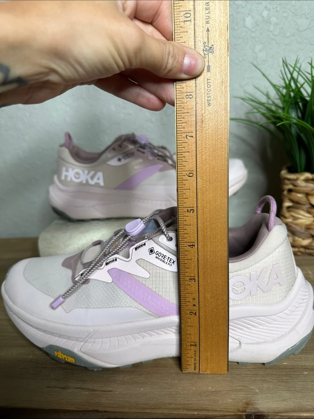HOKA Women’s Transport GTX Cosmic Pearl light pink sneakers w toggle lase